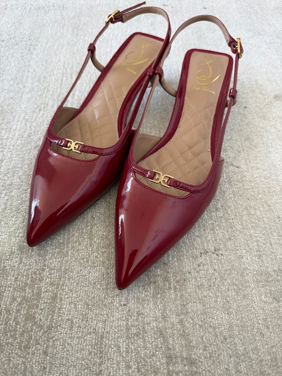 Sam Edelman Shoes - Sam Edelman Women's Burgundy Patent Leather Pointed Slingback Heels